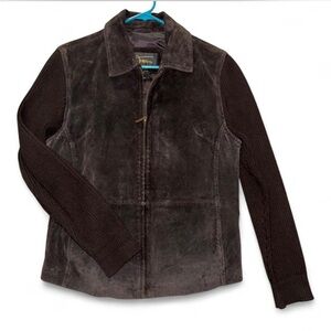 Vintage Brown Suede and Knit Jacket -Large